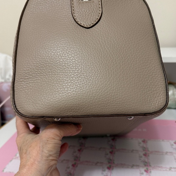 Ralph Lauren Taupe Leather Satchel Handbag with Tassel - Picture 4 of 12